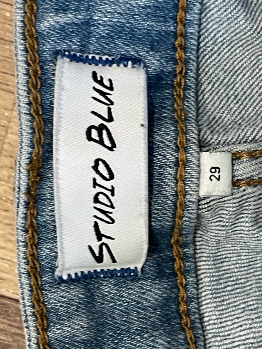 Studio Distressed Light Blue Denim Shorts - Picture 4 of 4